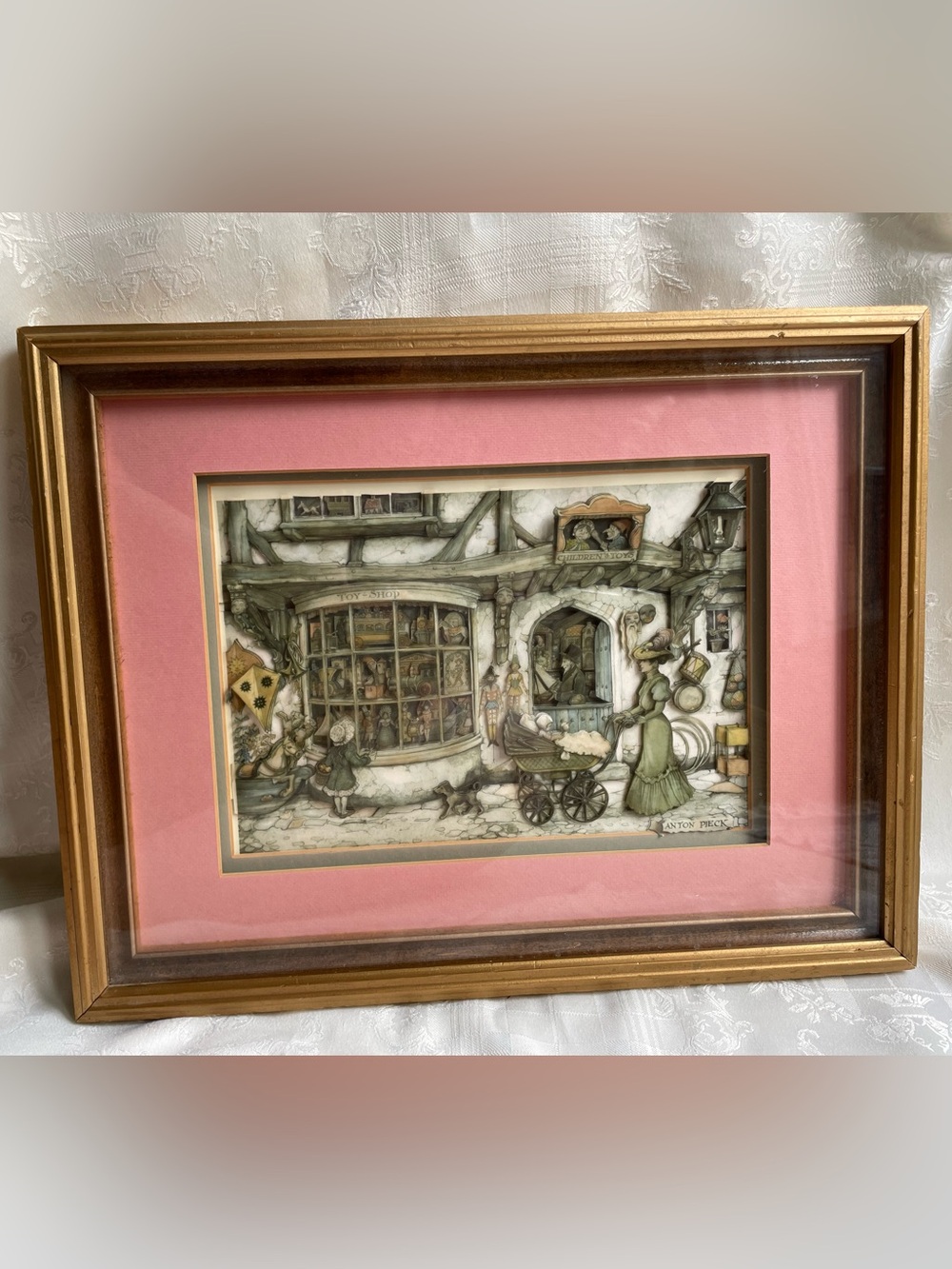 Vintage Anton Pieck ‘Toy Shop’ 3D Art Reproduction Professionally Framed